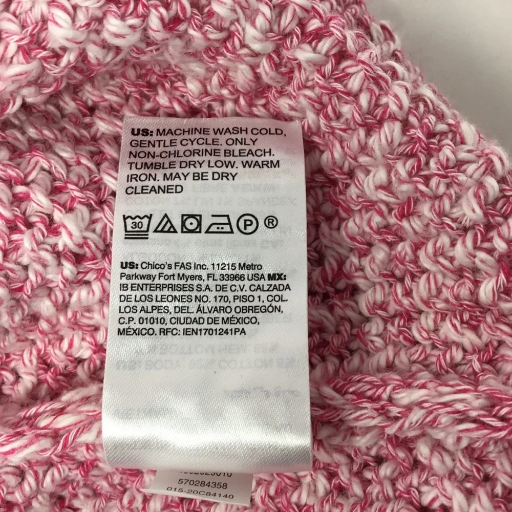 Chico's Pink Marled Cotton Linen Blend Loose Knit Sweater - Picture 8 of 9